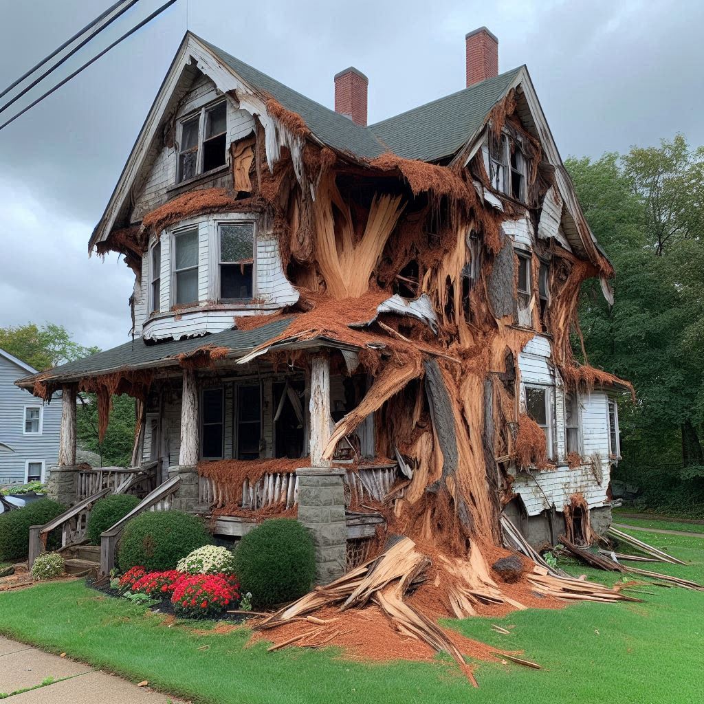 Signs Your Ruckersville Home Needs a Tree Inspection Blog Article - Tree with visible damage, including broken branches and signs of disease near an Ruckersville home